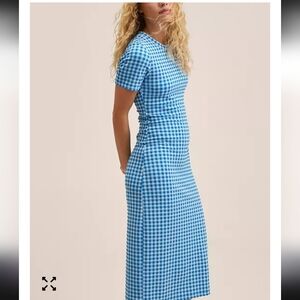 MANGO Women's Vichy Check Dress- Large